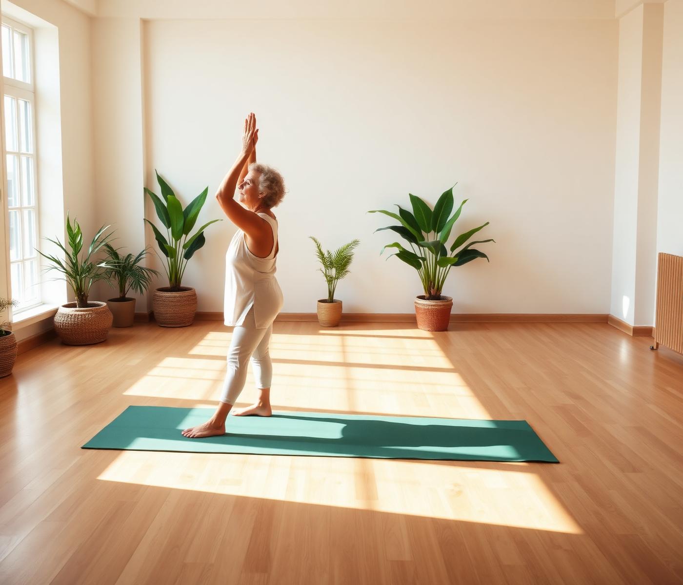 Sala de yoga com luz natural